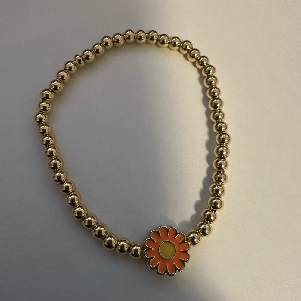 Orange and Gold Charm Bracelet with Elegant Design - Picture 2 of 5